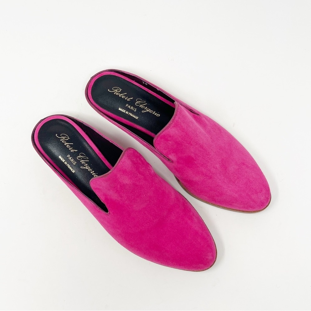 NWT Robert Clergerie Suede Mules Slip-On Flats Loafers in Fuchsia 36 - Picture 2 of 10